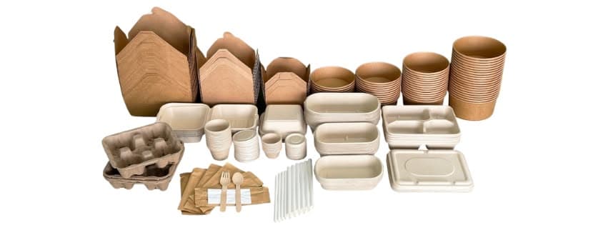 Eco-friendly kraft and sugarcane bagasse containers
